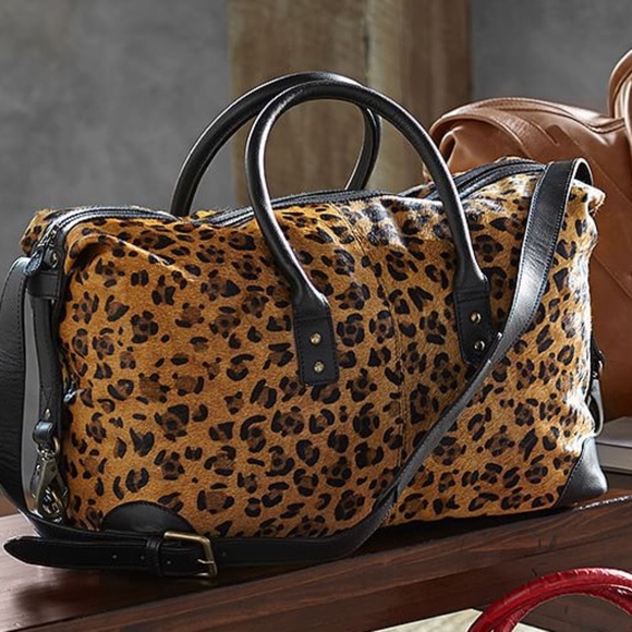 Pottery Barn Handbags - Pottery Barn “ Monroe” calf hair leather carry-on weekender bag